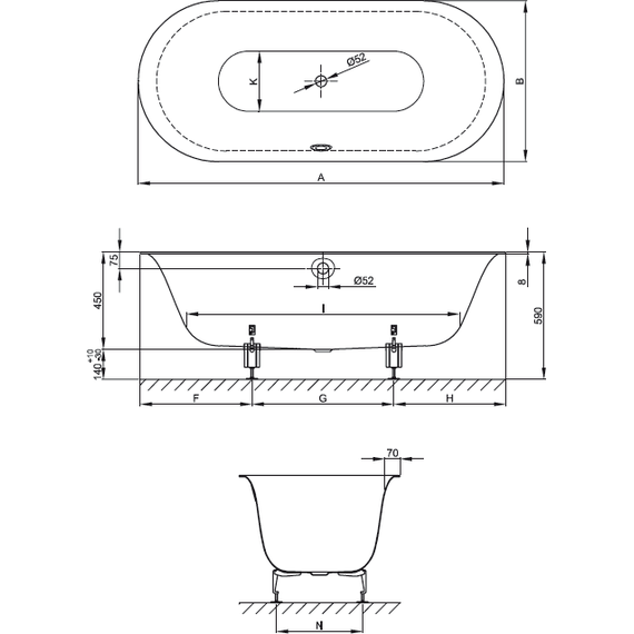 Ванна cтальная Bette Lux Oval 180х80 см 3466-000 - фото 7