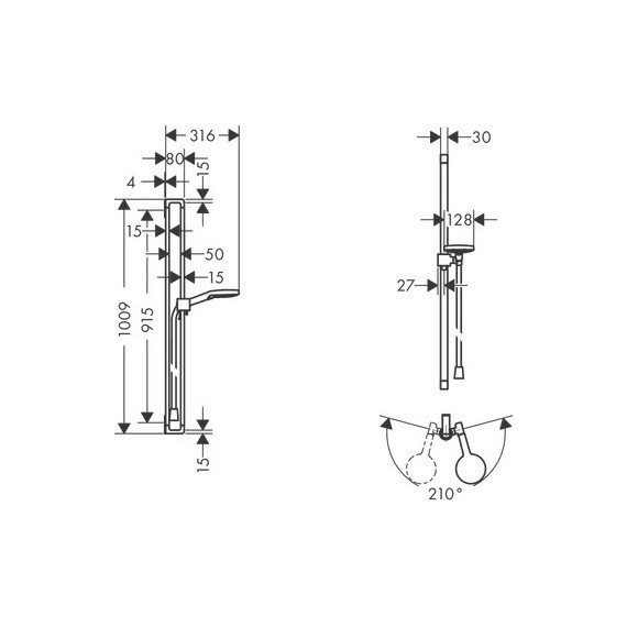 Душевой гарнитур Axor Citterio E 36735000 900 мм, латунь - фото 3