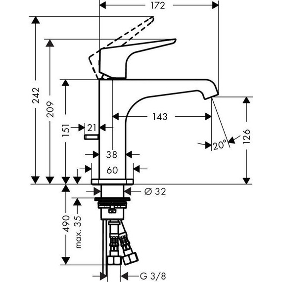 Смеситель для раковины Axor Citterio E 209 мм 36110000 - фото 3