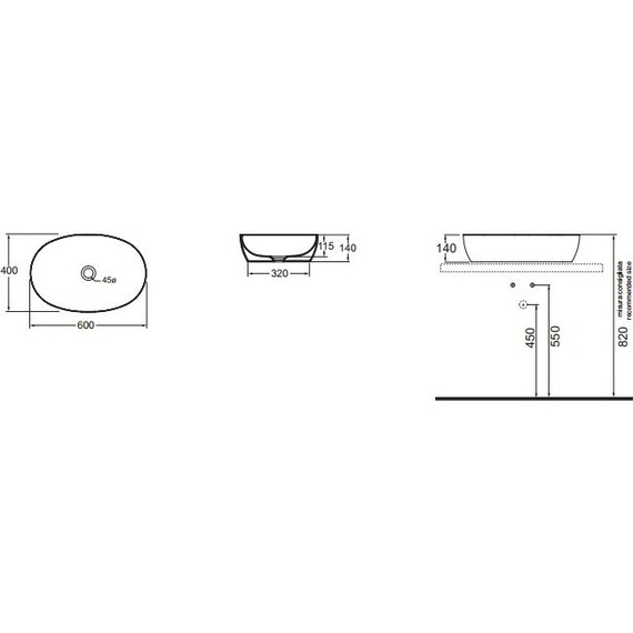 Раковина-чаша Azzurra Elegance 60 см ELLA060400C0BI - фото 3
