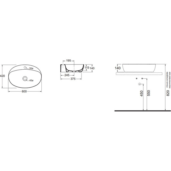 Раковина-чаша Azzurra Elegance 60 см ELLA060420CMBI - фото 3