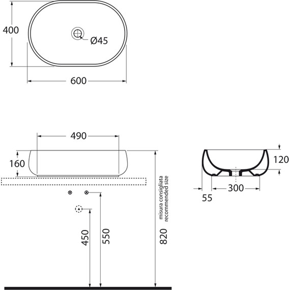Раковина-чаша Azzurra Nuvola 60 см NULA06040000BI - фото 5