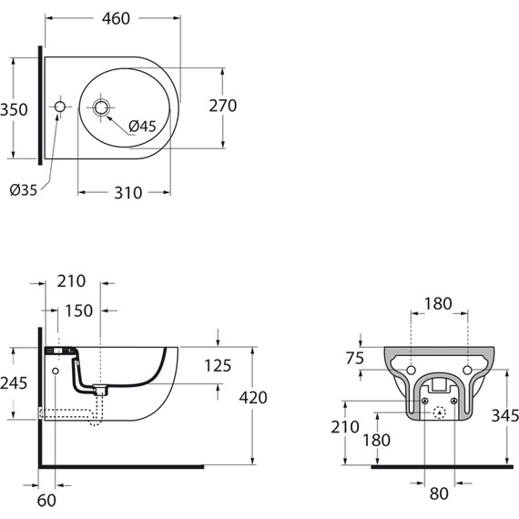 Биде подвесное Azzurra Nuvola Mini NUBKS004600MBI - фото, картинка 6 Биде подвесное Azzurra Nuvola Mini NUBKS004600MBI - фото 6