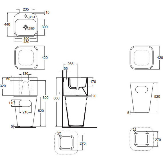 Раковина подвесная c бельевой корзиной Azzurra Tandem 45 см TALP04443T0M - фото 6