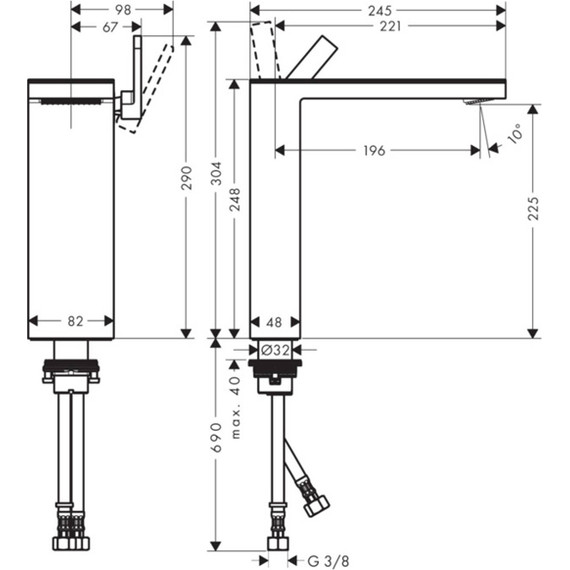 Смеситель для раковины высокий Axor MyEdition 47022000, хром, Цвет производителя: хром - фото 2