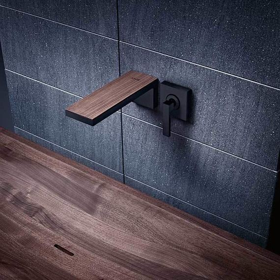 Смеситель для раковины настенный Axor MyEdition 47062330, чёрный/орех, Цвет производителя: чёрный, орех - фото 2