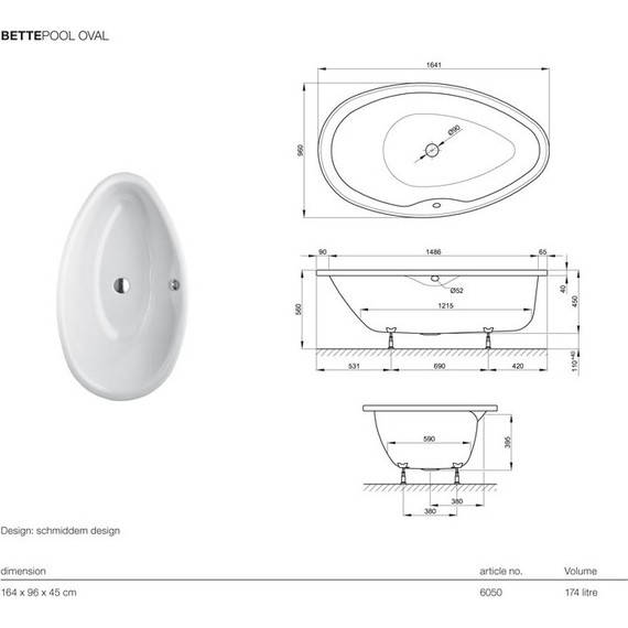 Ванна стальная Bette Pool 165х95 см 6050-000 PLUS - фото, картинка 6 Ванна стальная Bette Pool 165х95 см 6050-000 PLUS - фото 6