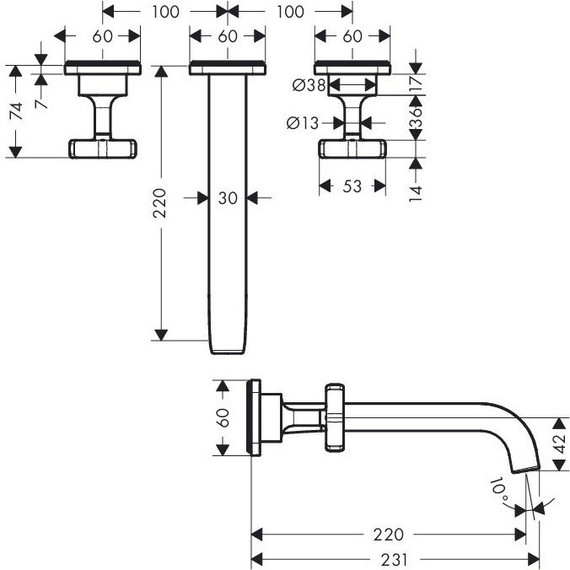 Смеситель для раковины настенный Axor Citterio E 36107000 - фото, картинка 4 Смеситель для раковины настенный Axor Citterio E 36107000 - фото 4