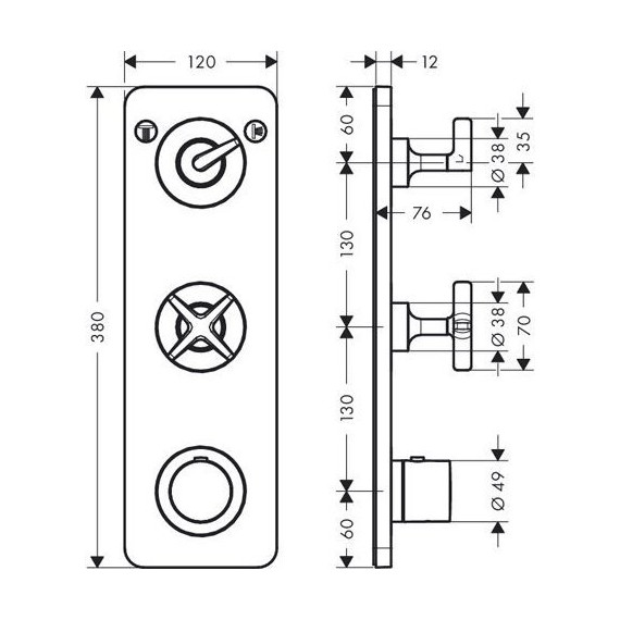 Смеситель для душа с термостатом Axor Citterio E 36703000 - фото 4