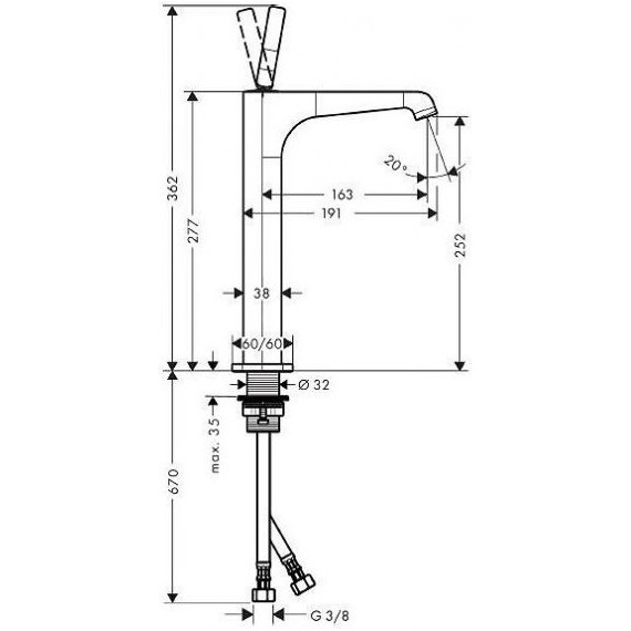 Смеситель для раковины высокий Axor Citterio E 362 мм 36104000 - фото, картинка 4 Смеситель для раковины высокий Axor Citterio E 362 мм 36104000 - фото 4