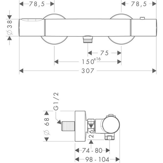 Смеситель для душа с термостатом Axor Citterio M 34635000 - фото 2