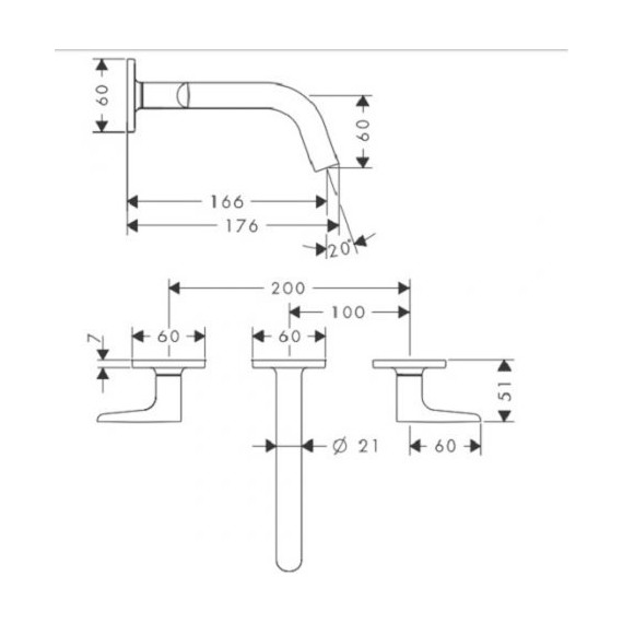 Смеситель для раковины настенный Axor Citterio M 34313000 - фото, картинка 3 Смеситель для раковины настенный Axor Citterio M 34313000 - фото 3