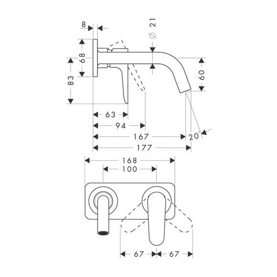 Смеситель для раковины настенный Axor Citterio M 34112000 - фото, картинка 5 Смеситель для раковины настенный Axor Citterio M 34112000 - фото 5