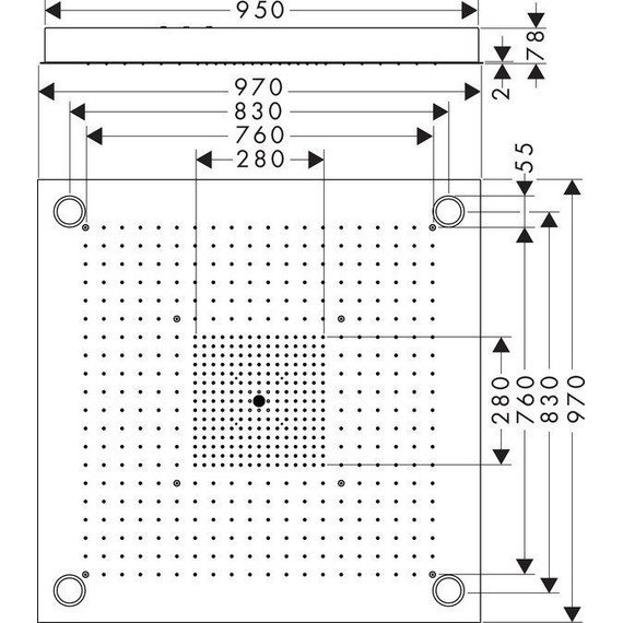 Верхний душ Axor ShowerCollection ShowerHeaven 10623800, 970х970 мм, латунь - фото 6