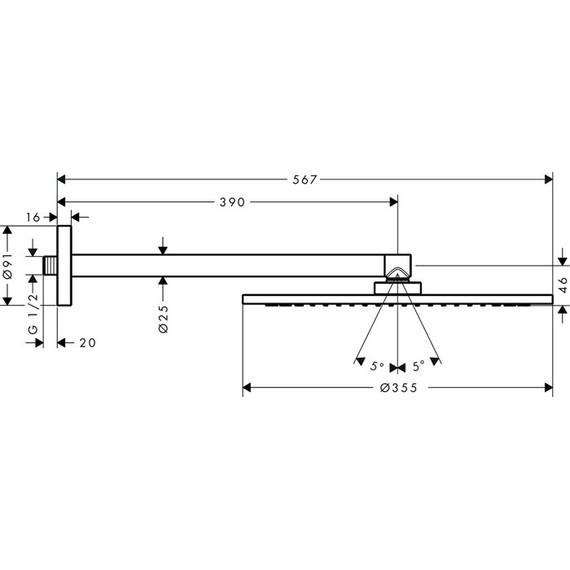 Верхний душ Axor ShowerSolutions 26034000, 350 мм, латунь - фото 5