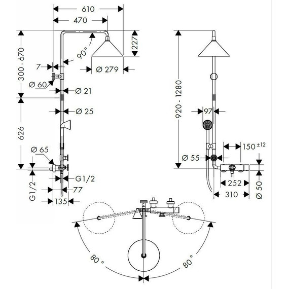 Душевая стойка с термостатом Axor Showerpipe Front 26020000 - фото 10