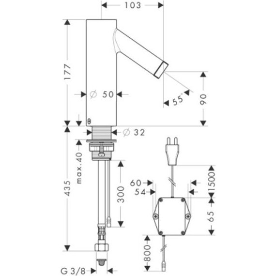 Смеситель для раковины электронный Axor Starck 10145000 - фото 2