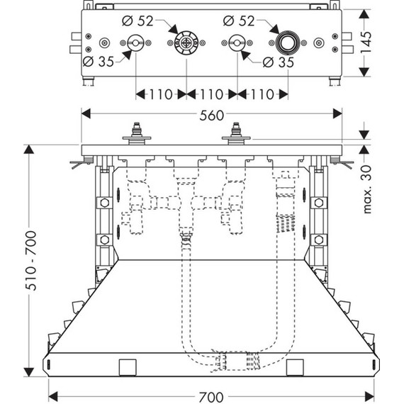 Скрытая часть для смесителя для ванны на 4 отверстия Axor 15481180 - фото 2