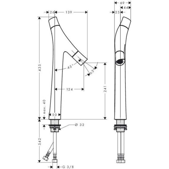 Смеситель для раковины высокий Axor Starck Organic 12013000 - фото, картинка 8 Смеситель для раковины высокий Axor Starck Organic 12013000 - фото 8