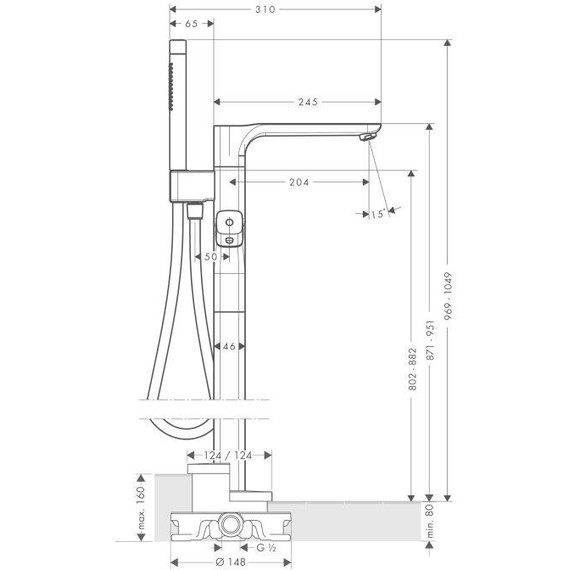 Смеситель для ванны с термостатом Axor Urquiola 11422000 - фото, картинка 7 Смеситель для ванны с термостатом Axor Urquiola 11422000 - фото 7
