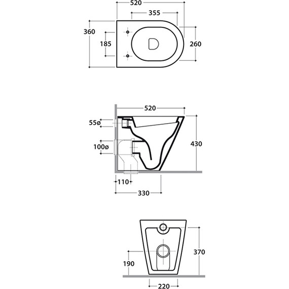 Унитаз приставной Globo Forty3 FO002.BI, глубина 520 мм - фото 8