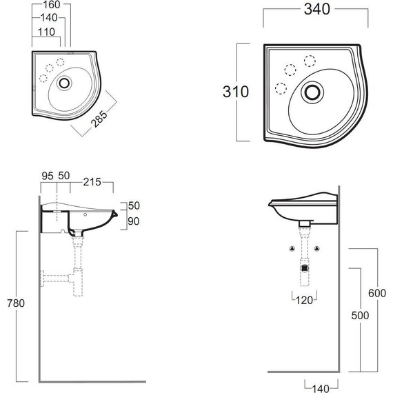 Раковина угловая Simas Arcade 34 см AR036bi*1 - фото 3