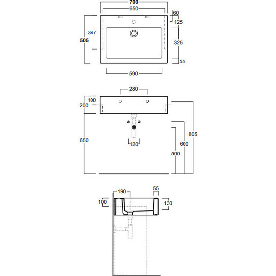 Раковина врезная на столешницу Simas Frozen 70 см FZ15bi*1 - фото 4