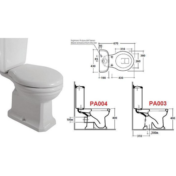 Унитаз-компакт слив горизонтальный Globo Paestum PA004.BI - фото, картинка 8 Унитаз-компакт слив горизонтальный Globo Paestum PA004.BI - фото 8