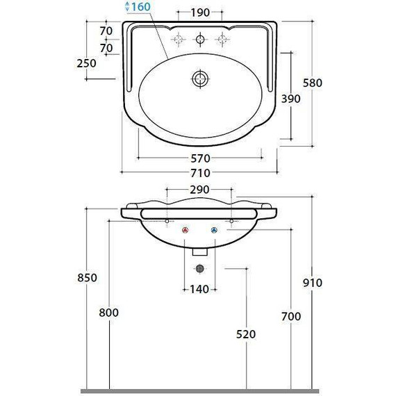 Раковина подвесная Globo Paestum 70 см PA006.BI*1 - фото, картинка 4 Раковина подвесная Globo Paestum 70 см PA006.BI*1 - фото 4
