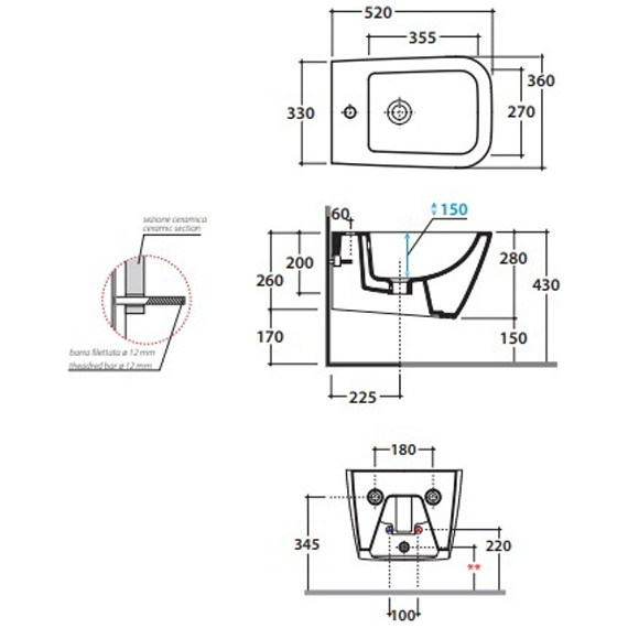 Биде подвесное Globo Stone 52х36 STS10.BI*1 - фото, картинка 7 Биде подвесное Globo Stone 52х36 STS10.BI*1 - фото 7