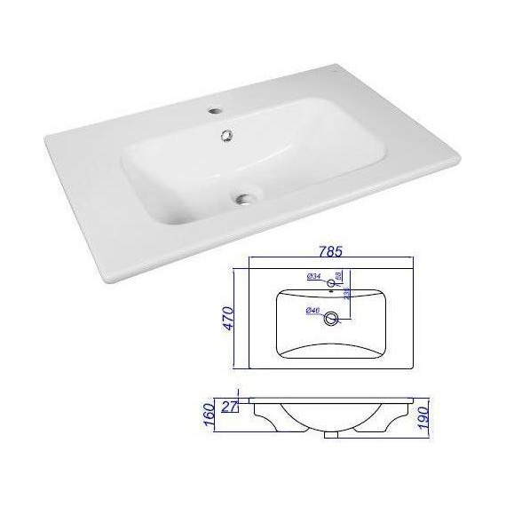 Тумба подвесная с раковиной Aqwella Miami 80 см Mai.01.08, белый/беленый дуб - фото 8