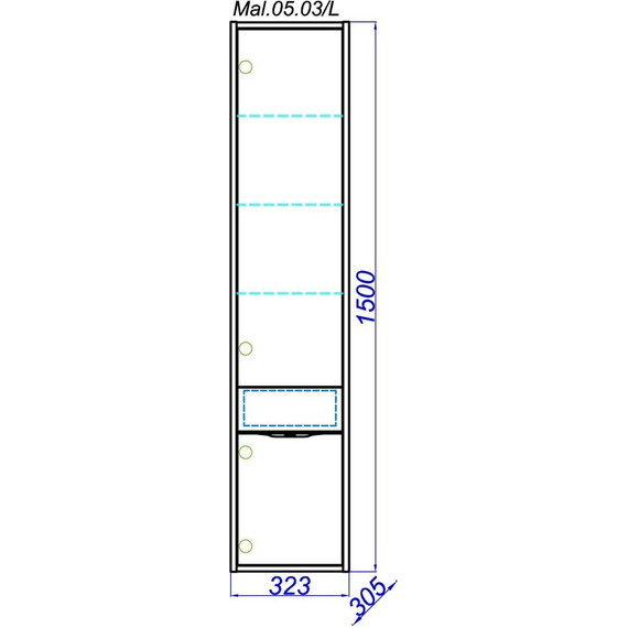 Пенал подвесной Aqwella Malaga 32 см Mal.05.03/R/CD, белый/крафт - фото 5