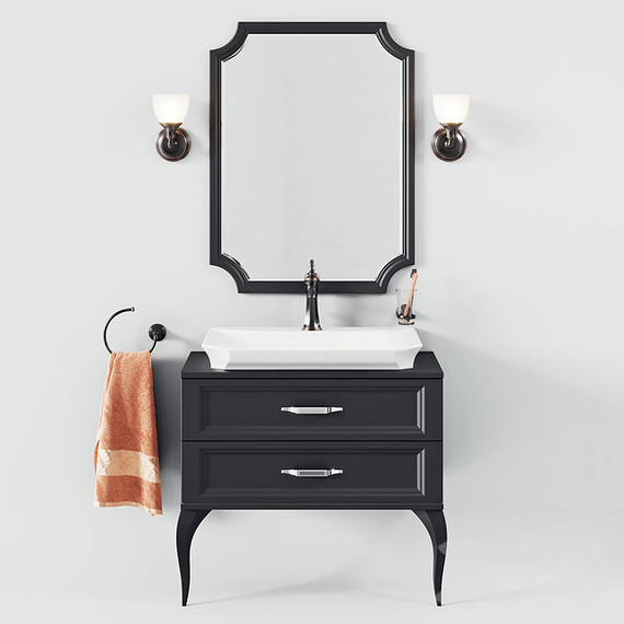 Тумба напольная с раковиной Aqwella La Donna 85 см LAD0108BLK, черный, Цвет фасада: чёрный - фото 5