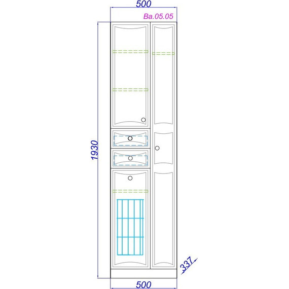 Пенал напольный Aqwella Барселона 50 см Ва.05.05, б/к - фото 2