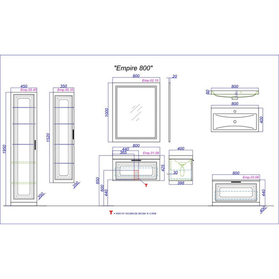 Пенал напольный Aqwella Империя 45 см Emp.05.45/W - фото 6