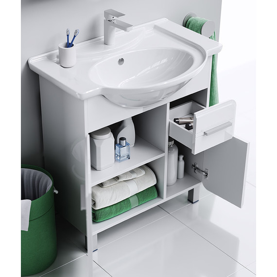 Тумба напольная с раковиной Aqwella Корсика 75 см KOR0107 (Раковина Стиль 75) - фото 6