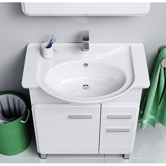 Тумба напольная с раковиной Aqwella Корсика 75 см KOR0107 (Раковина Стиль 75) - фото 4