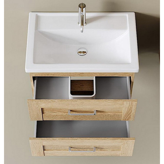 Тумба подвесная с раковиной Aqwella Фостер 80 см FOS01082DS, дуб сонома - фото 7