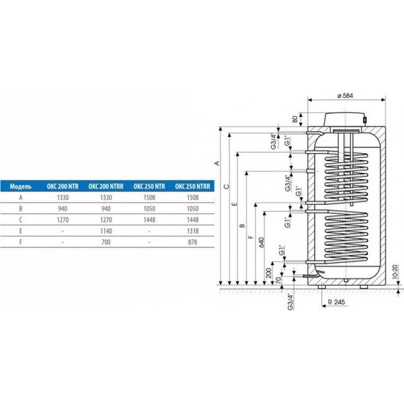 Бойлер косвенного нагрева Drazice OKC 250 NTR без бокового фланца на 250 л. 110970801 - фото 3