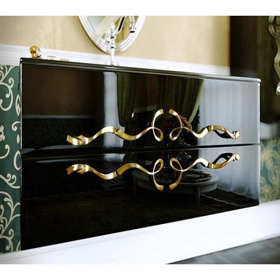 Тумба подвесная с раковиной Aqwella Clarberg Due amanti 100 см Due.01.10/BLK/GL, черный/золото - фото, картинка 2 Тумба подвесная с раковиной Aqwella Clarberg Due amanti 100 см Due.01.10/BLK/GL, черный/золото - фото 2