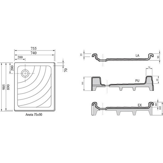 Поддон Ravak Kaskada Aneta 75х90 см LA A003701220 - фото 3