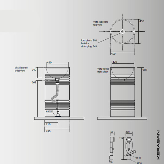 Раковина отдельностоящая Kerasan Artwork Barrel 45 см 4742K01 - фото 13