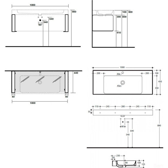 Раковина с консолью Kerasan Cento 100 см 355001*1 - фото, картинка 2 Раковина с консолью Kerasan Cento 100 см 355001*1 - фото 2