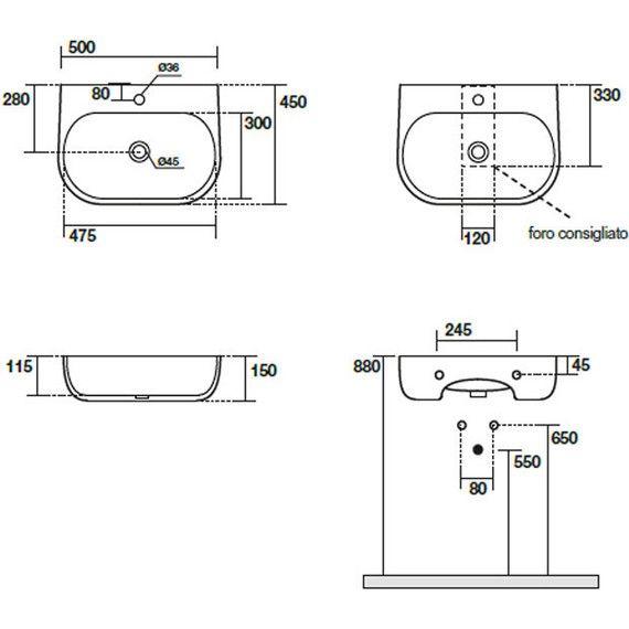 Раковина подвесная Kerasan Nolita 50 см 534001*1 - фото, картинка 4 Раковина подвесная Kerasan Nolita 50 см 534001*1 - фото 4