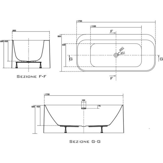 Ванна отдельностоящая Kerasan Tribeca 170х80 см 743001 - фото, картинка 8 Ванна отдельностоящая Kerasan Tribeca 170х80 см 743001 - фото 8