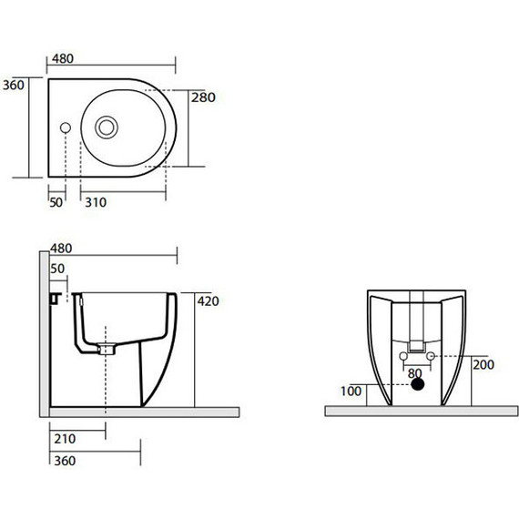 Биде напольное Kerasan Flo 312101*1, глубина 480 мм - фото 11