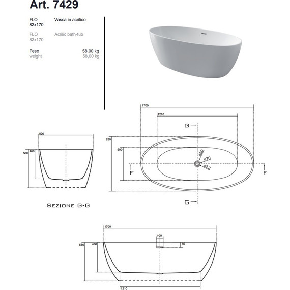 Ванна отдельностоящая Kerasan Flo 170х80 см 742901 - фото, картинка 8 Ванна отдельностоящая Kerasan Flo 170х80 см 742901 - фото 8