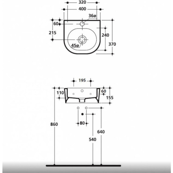 Раковина подвесная Kerasan Flo 40 см 314901bi*1 - фото 8