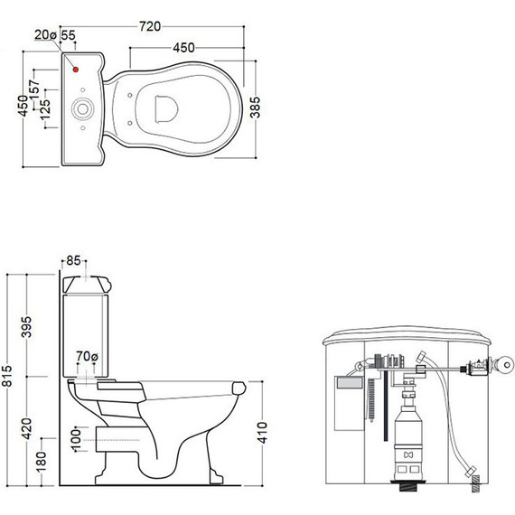 Унитаз-компакт слив горизонтальный Kerasan Retro (101301+107101+756990+760390cr) - фото 10