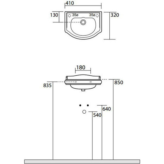 Раковина подвесная Kerasan Retro 40 см 103301*1 dx R - фото 4
